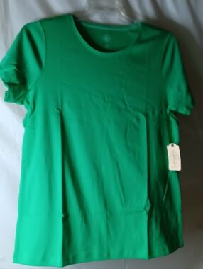 St. John's Bay Womens XLT  Lindsay Green Essential Tee NWT 100% Cotton